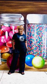 GILLI RHINESTONED GRAPHIC T-SHIRT TOP AND PANT SET